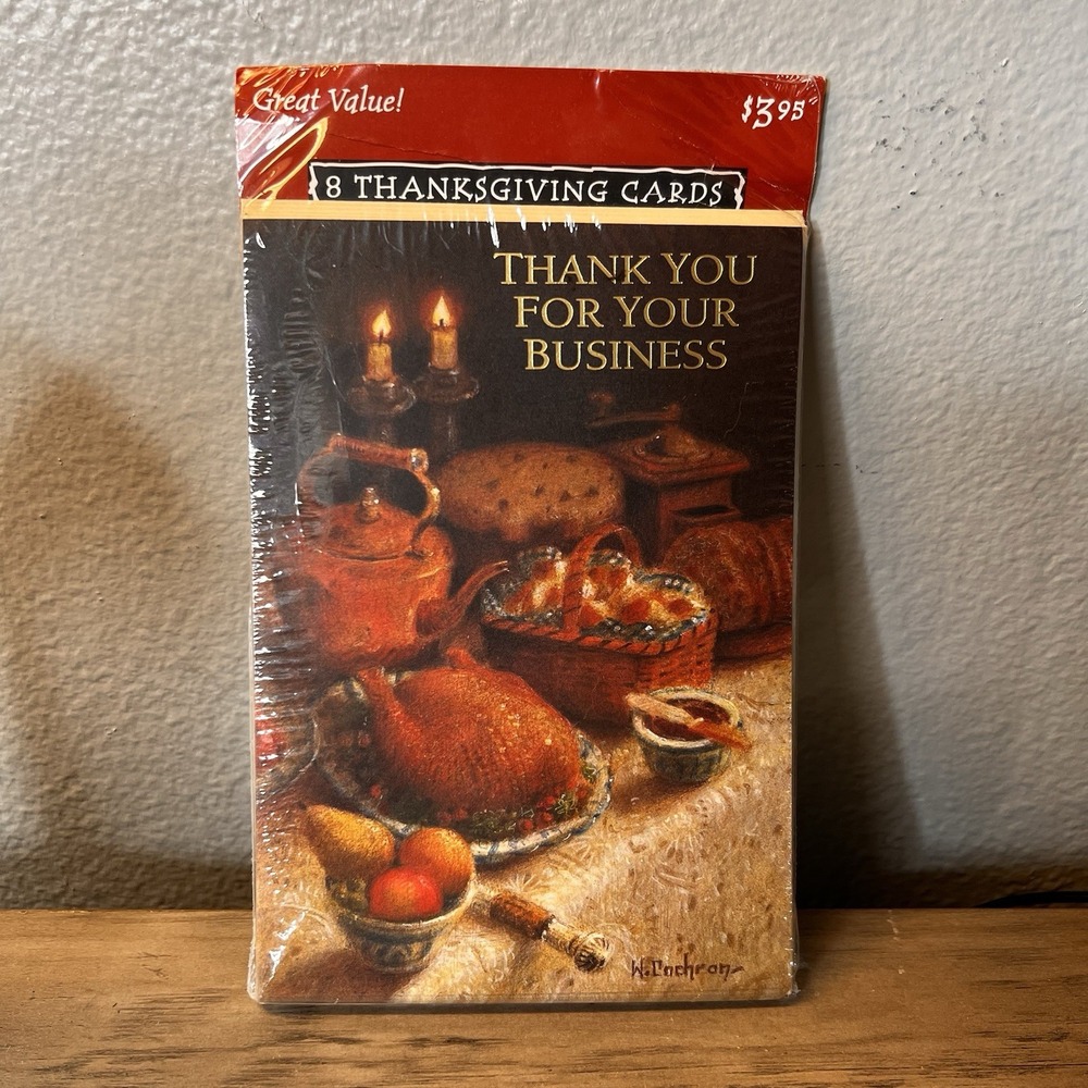 Vintage Gibson Business Thanksgiving Cards Pack of‎ 8 New Sealed "Thank You For